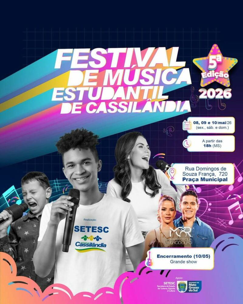 Imagem ilustrativa da matéria Festival estudantil movimenta Cassilândia com três dias de música e show nacional